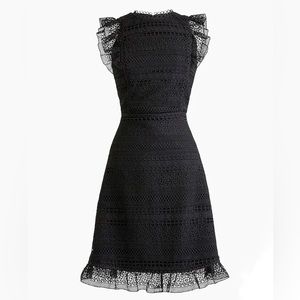J Crew Cap-sleeve ruffle dress in mixed lace